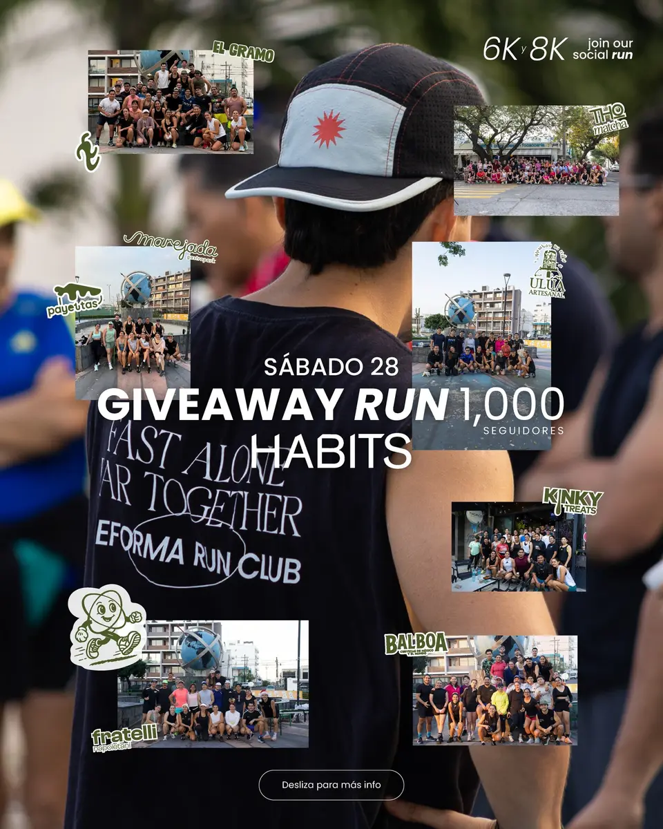 Cartel del evento «¡Ya somos 1,000! Y queremos celebrarlo con ustedes, este sábado acompáñanos junto con» con @habitsproteins, publicado el 26 de marzo de 2026.